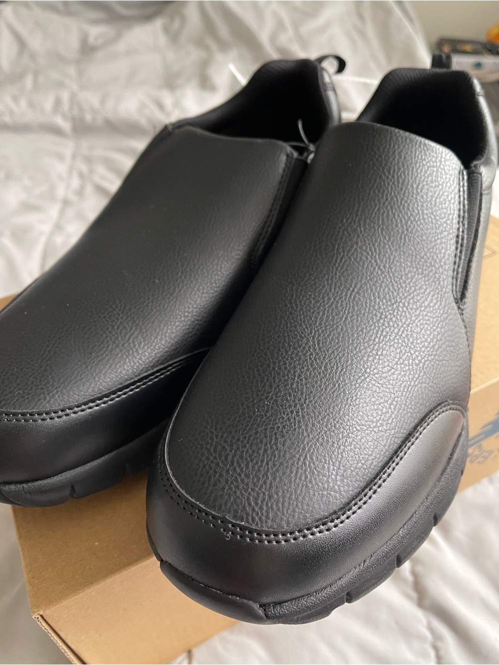 NWT Skechers Black Slip-On Work Loafers